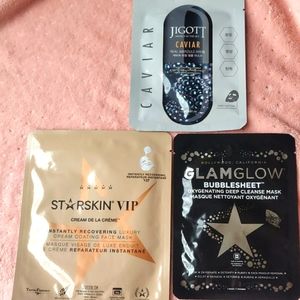 Star skin vip, Glam glow, jigott caviar face masks New in package